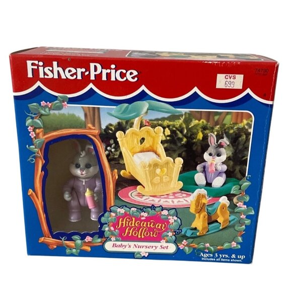 Vtg 1996 Fisher-Price Hideaway Hollow Babys Nursery Set Rabbit BunnyEaster New